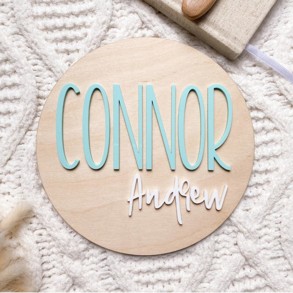 Woodworking Jobs - Personalisiertes Geburtsankündigungsschild – Babynamenschild aus Holz