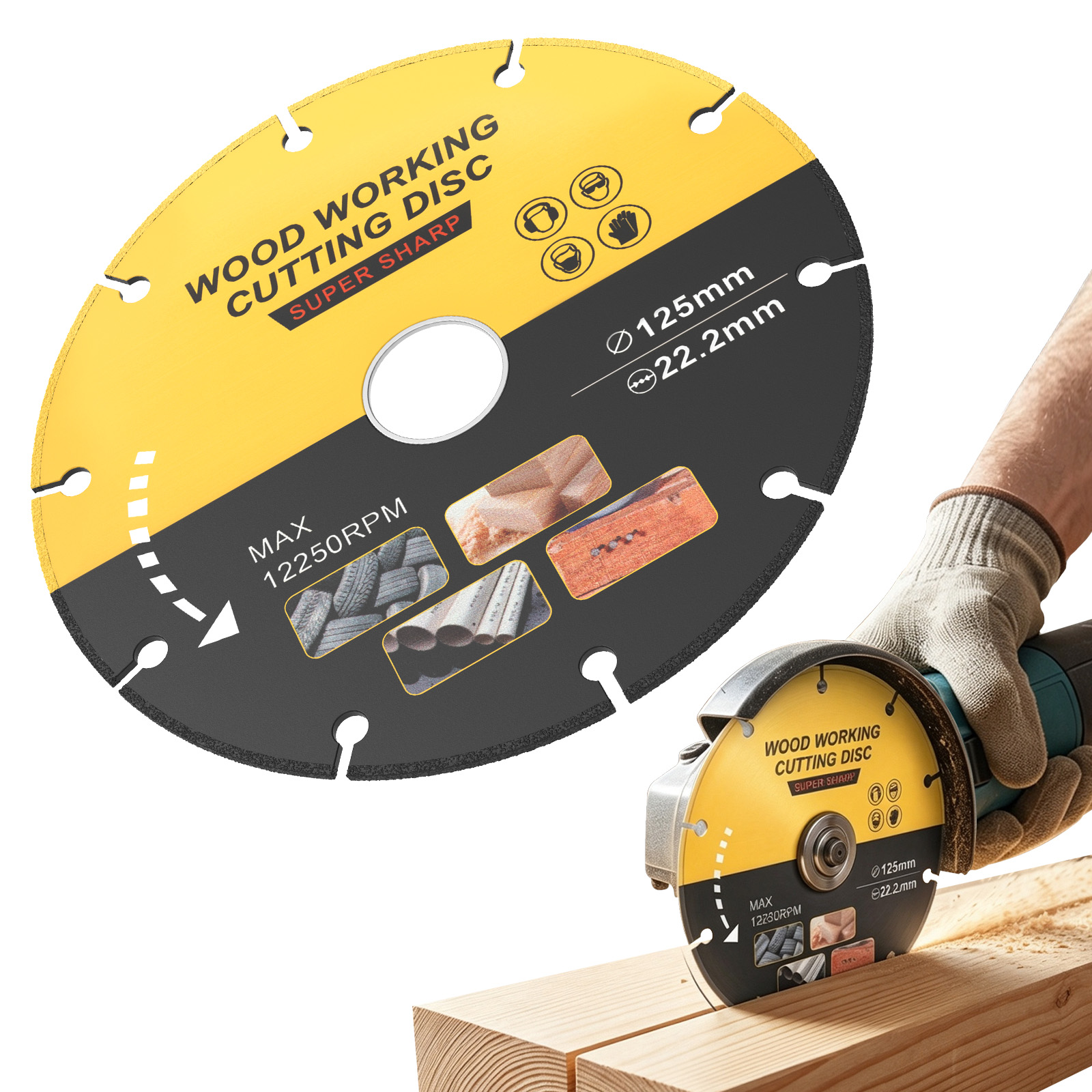 Woodworking Edge Corner Planer - 5-Zoll-Sägescheibe Multitool Holzschneider Winkelschleifer-Klingen für Holz