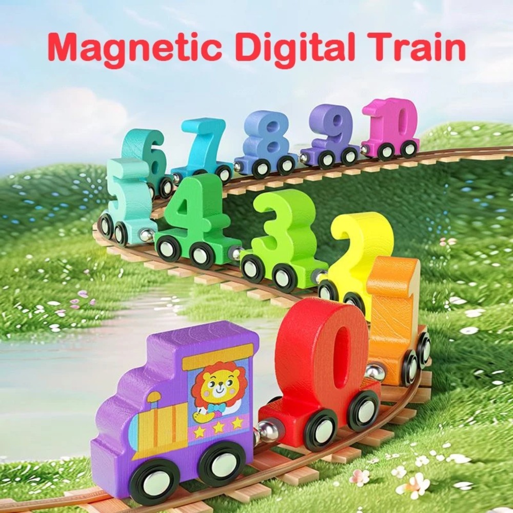 Woodworking Kids Toys - 1 Set 0-10 Nummerierte Digitale Eisenbahn-Spielzeuge