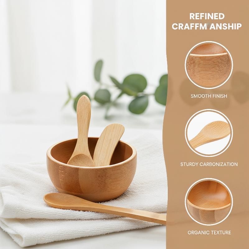 Woodworking Oil - 3-teiliges Mini-Bambus-Set für DIY-Gesichtsmasken: Rührschüssel mit